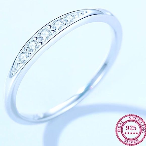 NEW! PAVE CZ S925 STERLING SILVER RHODIUM PLTD STACKING RING-SIZE 7! - Picture 3 of 14